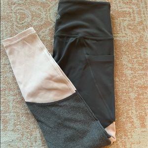 Athleta leggings grey,light grey, and light pink
